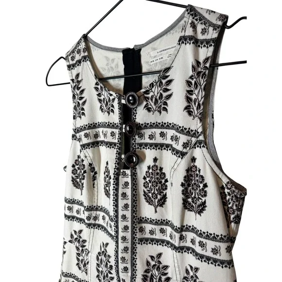 Anthropologie White Midi Dress with Black Print - Picture 7 of 10